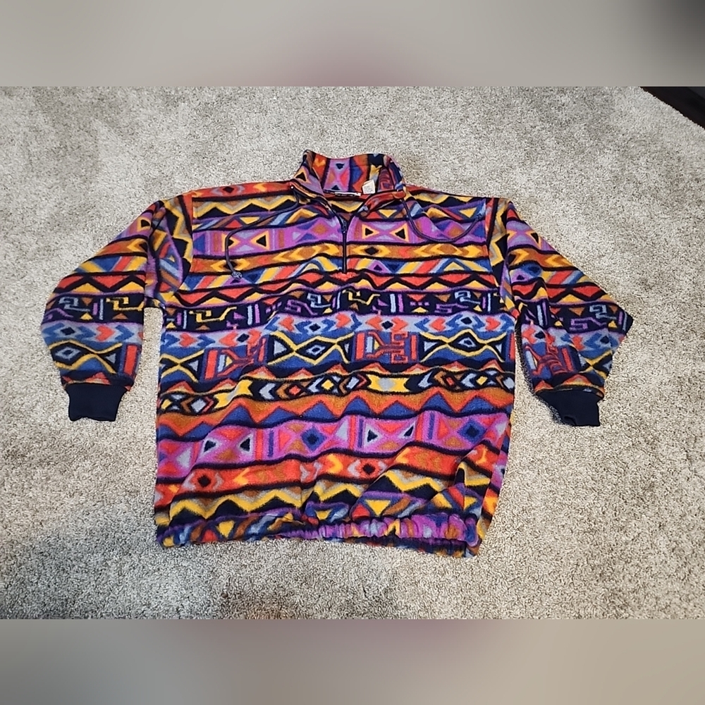 Vintage 90s Details Express Fleece Pullover 1/4 Zip Small